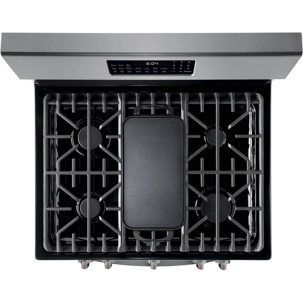 Alt View 14. Frigidaire - Gallery 5.0 Cu. Ft. Freestanding Gas Range with Air Fry - Black Stainless Steel.