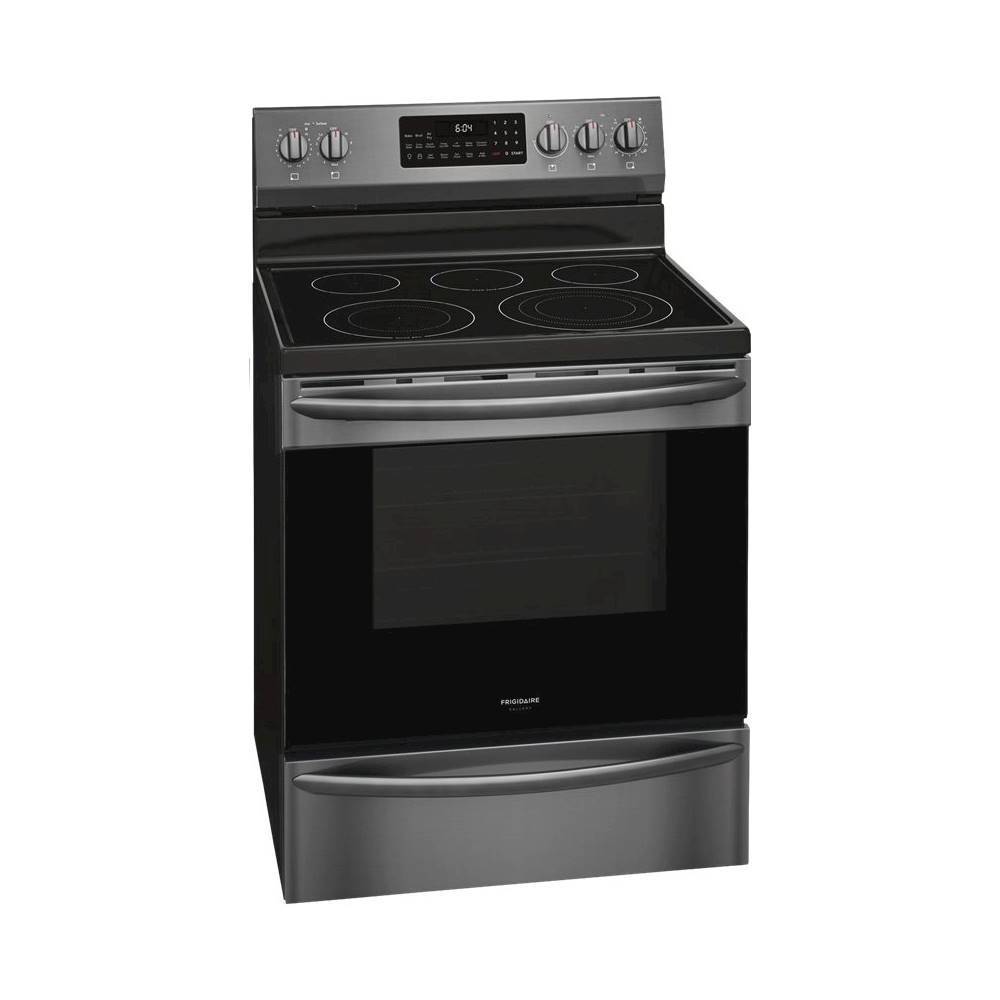 Angle View: Frigidaire - Gallery 5.4 Cu. Ft. Freestanding Electric Induction Air Fry Range with Self and Steam Clean - Black stainless steel