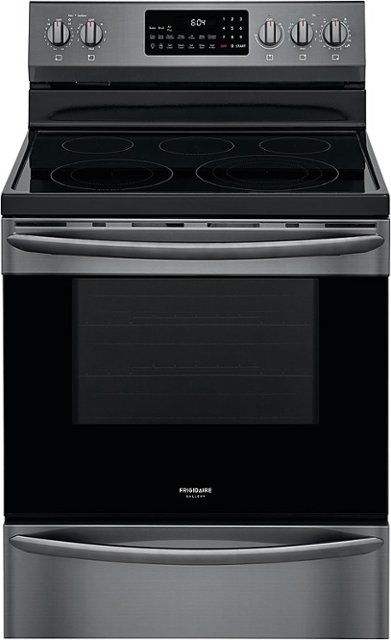Front Zoom. Frigidaire - Gallery 5.7 Cu. Ft. Freestanding Electric Air Fry Range with Self and Steam Clean - Black stainless steel.