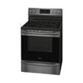 Left Zoom. Frigidaire - Gallery 5.7 Cu. Ft. Freestanding Electric Air Fry Range with Self and Steam Clean - Black stainless steel.