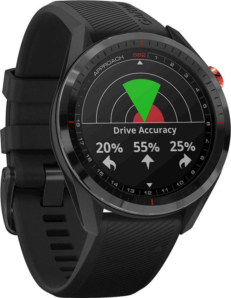 Angle View: Garmin - Approach S62 GPS Smartwatch 33mm Fiber-Reinforced Polymer - Black