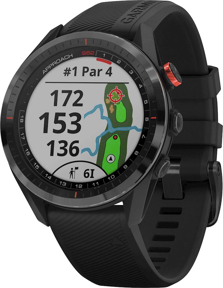 Left View: Garmin - Approach S62 GPS Smartwatch 33mm Fiber-Reinforced Polymer - Black