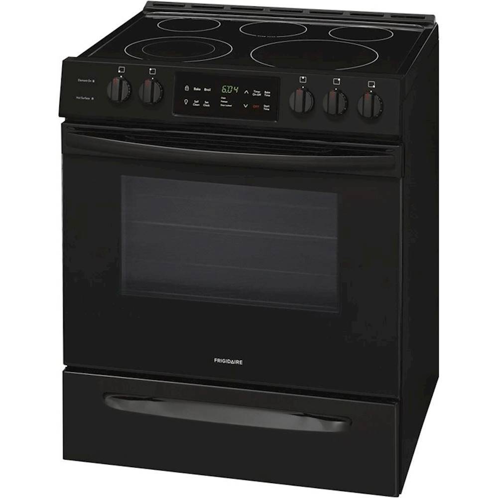 Left. Frigidaire - 5.0 Cu. Ft. Freestanding Electric Range with Self-Cleaning - Black.