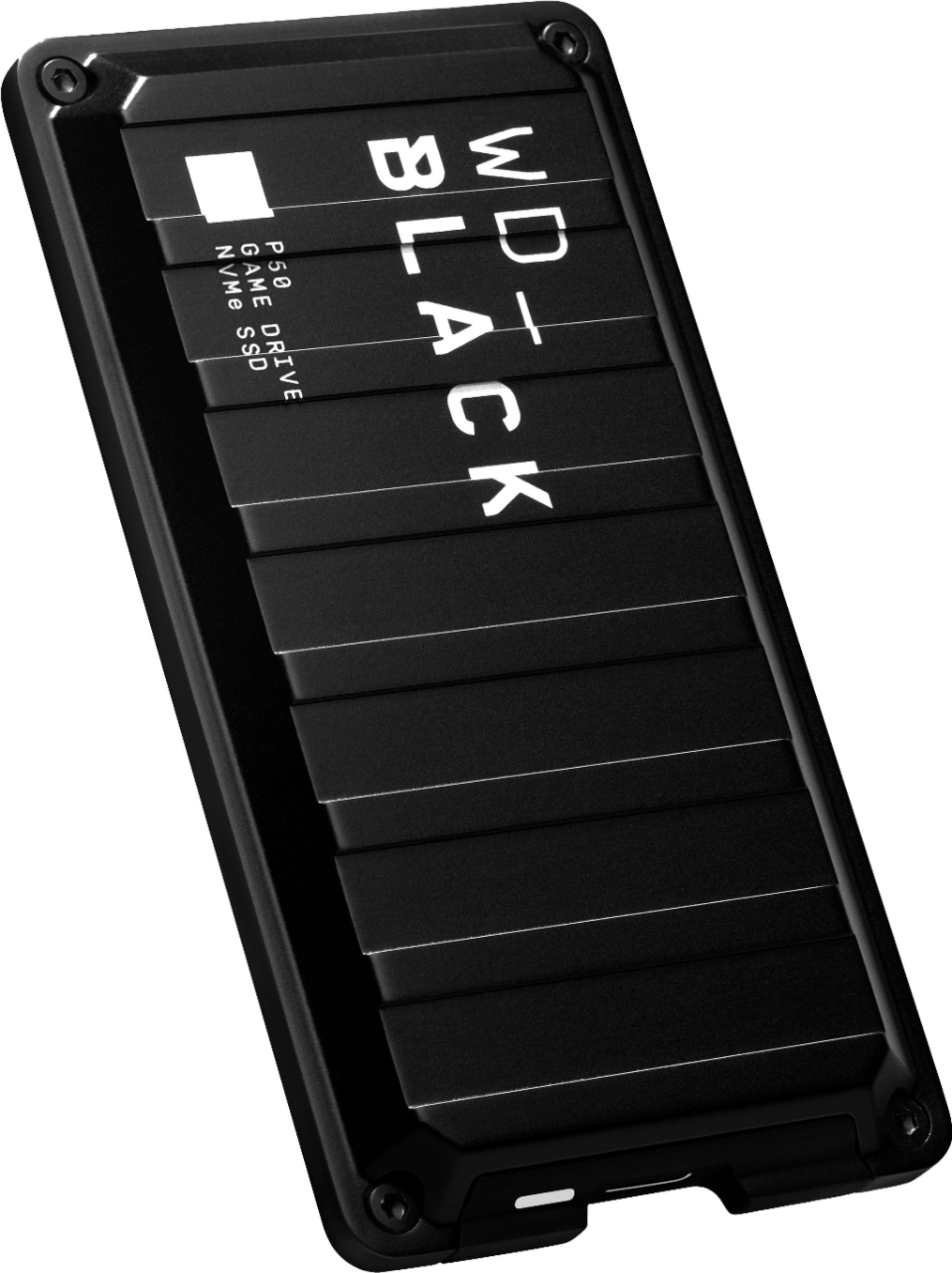 Angle View: WD - WD_BLACK P50 2TB External USB 3.2 Gen 2x2 Portable SSD - Black