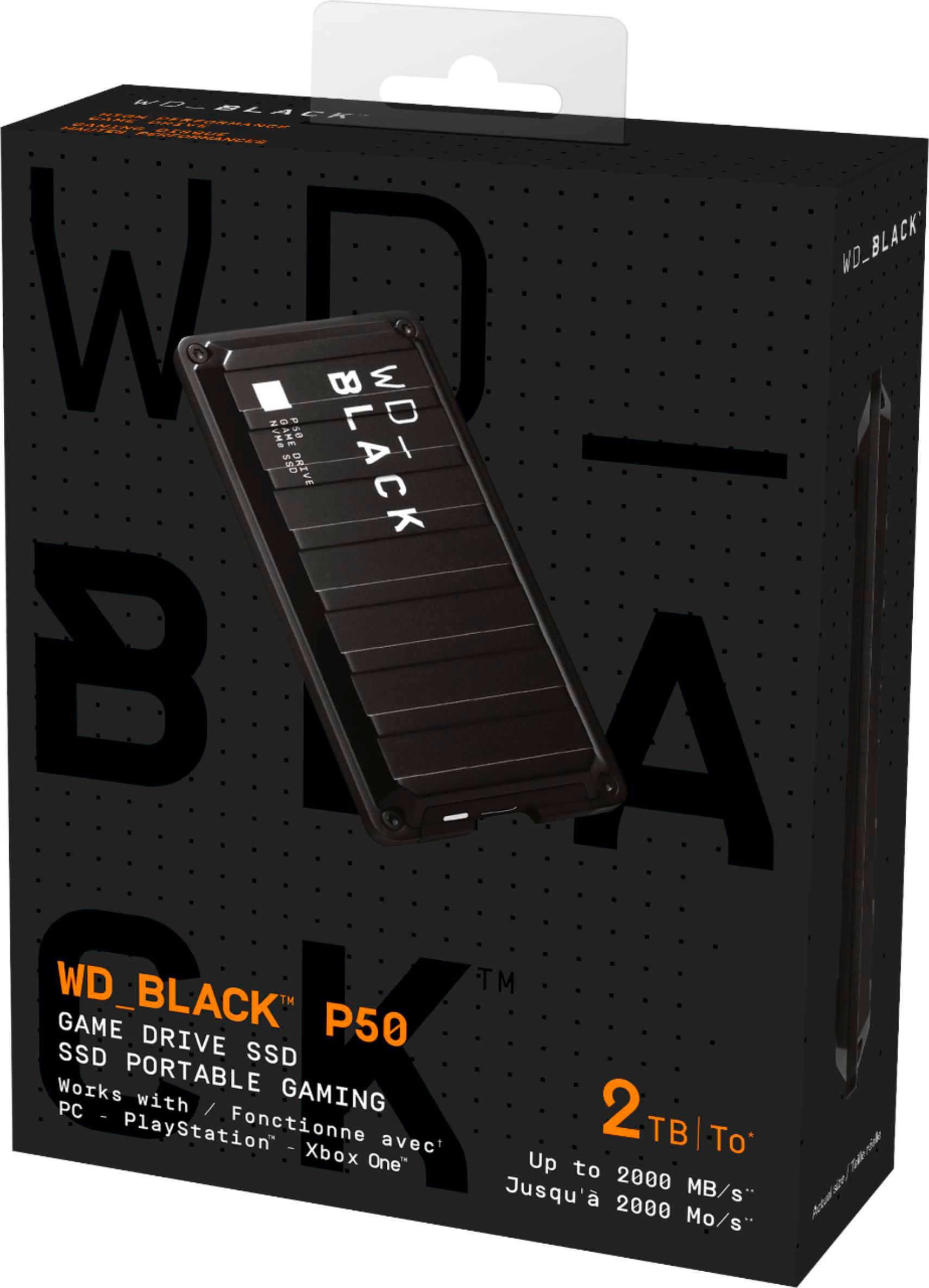 Wd Wd Black P50 2tb Game Drive External Usb 3 2 Gen 2x2 Portable Solid State Drive Black Wdba3s00bbk Wesn Best Buy