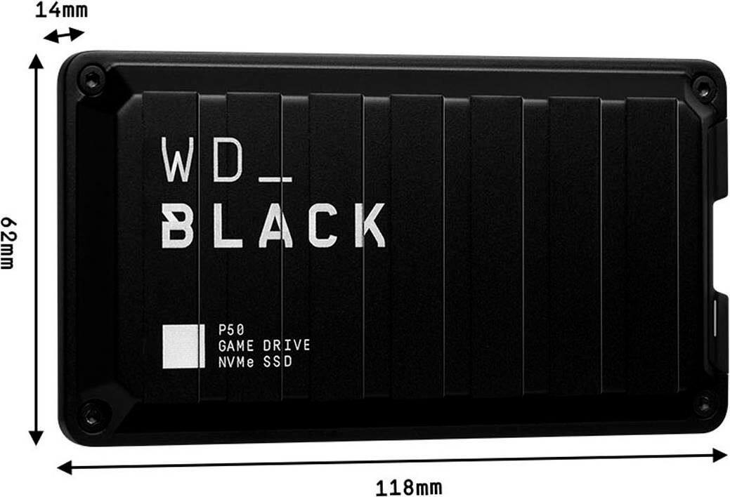 Alt View 18. WD - P50 1TB External USB 3.2 Gen 2x2 Portable SSD - Black.