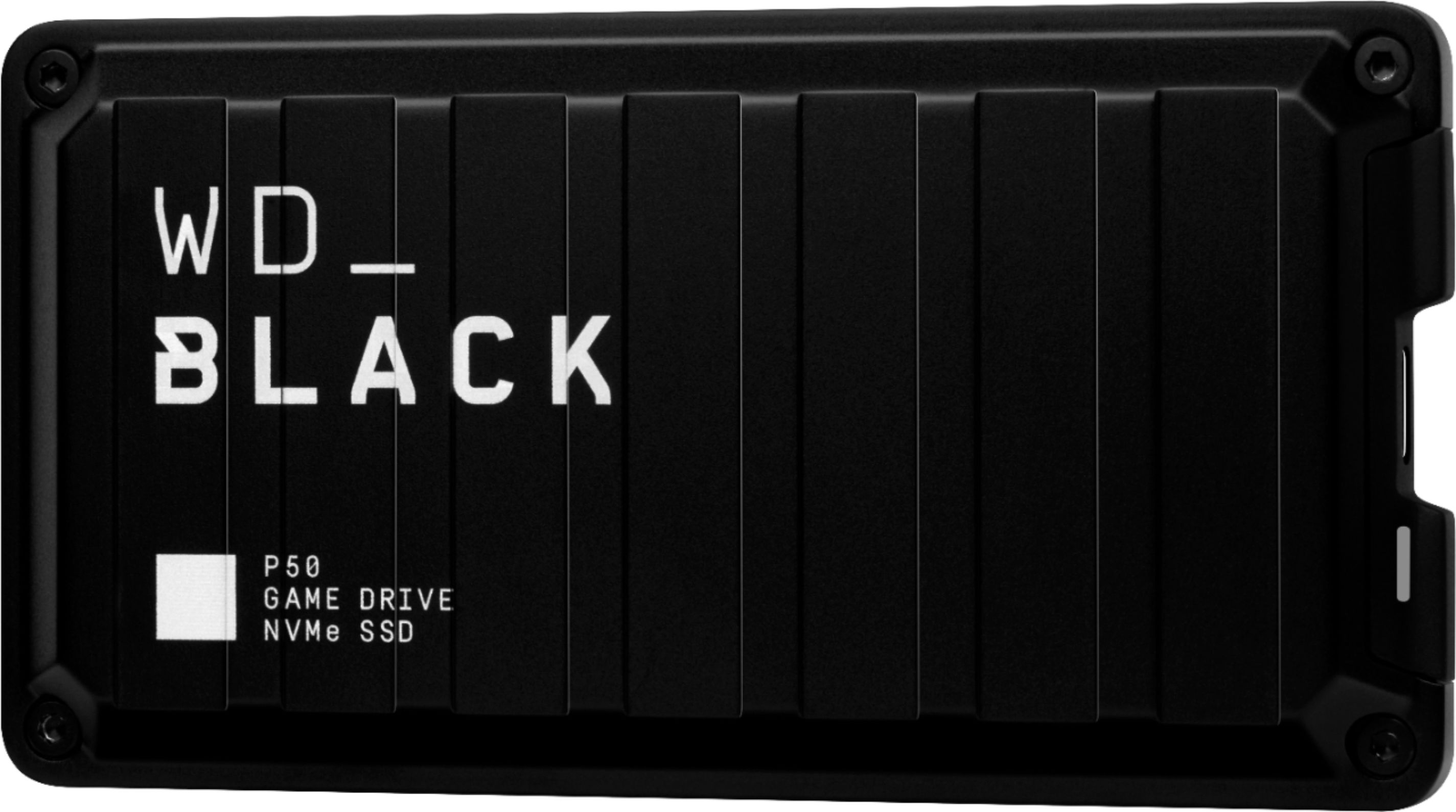 Left View: WD - WD_BLACK P50 500GB External USB 3.2 Gen 2x2 Portable Solid State Drive - Black