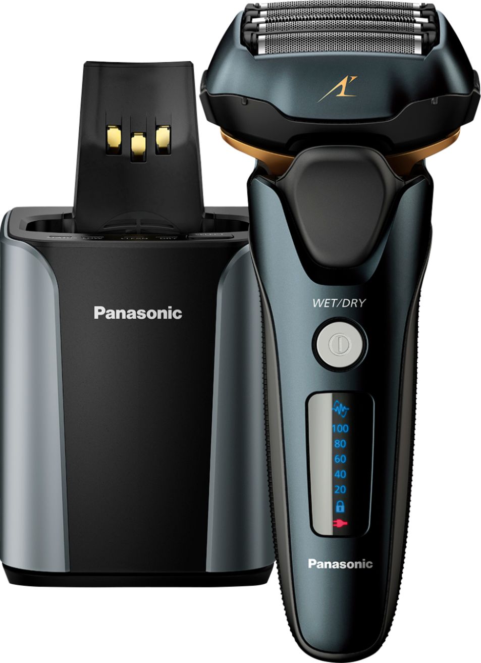 Angle View: Panasonic - Arc5 Wet/Dry Electric Shaver - Matte Black