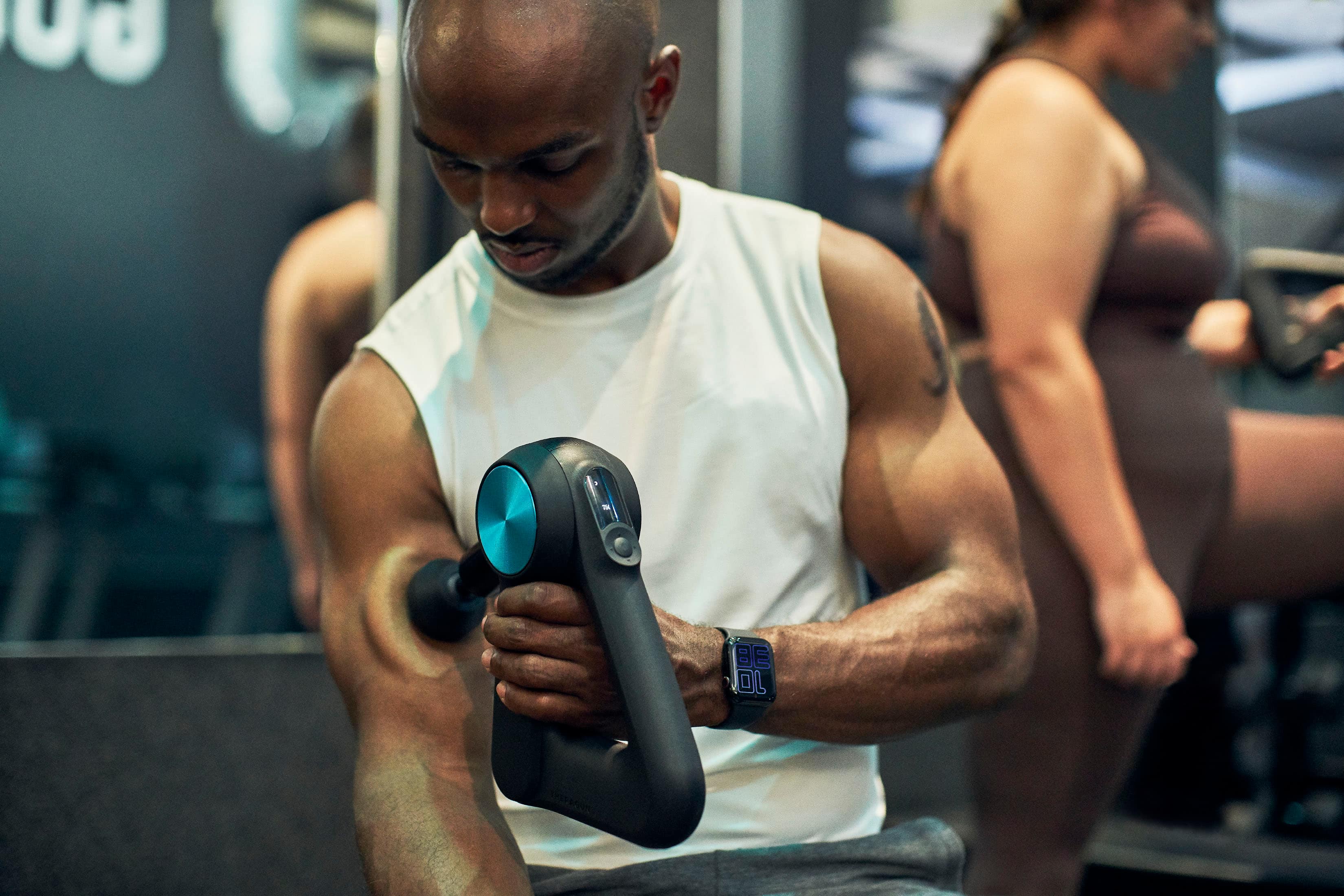 Alt View 21. Therabody - Theragun PRO (4th Gen) Bluetooth + App Enabled Massage Gun + 6 Attachments, 2 Batteries, 60lbs Force - Black.