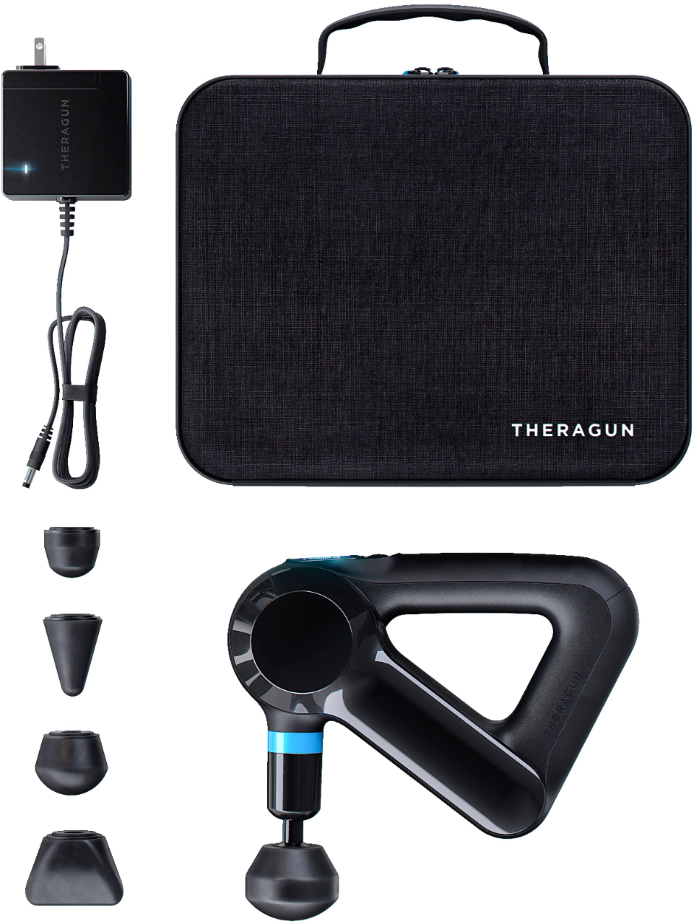 Left View: Therabody - Theragun Elite Bluetooth + App Enabled Massage Gun + 5 Attachments, 40lbs Force (Latest Model) - Black