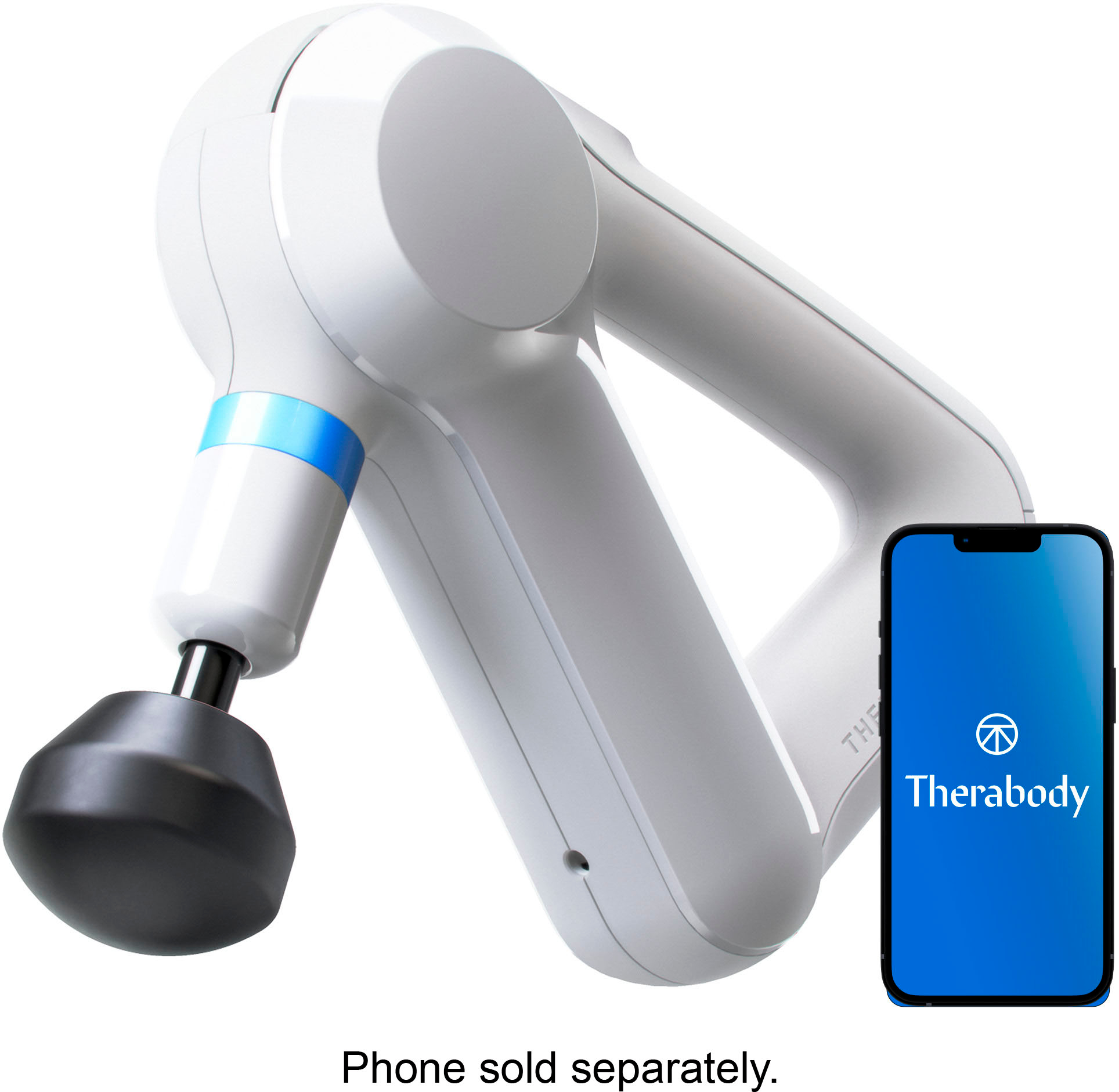 Angle View: Therabody - Theragun Elite Bluetooth + App Enabled Massage Gun + 5 Attachments, 40lbs Force (Latest Model) - White