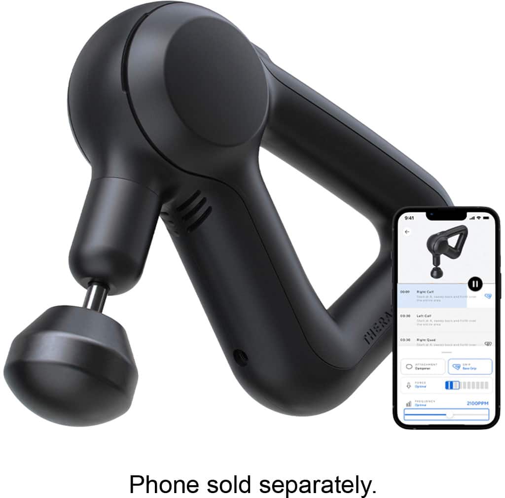 Therabody - Refurbished Theragun Prime Bluetooth + App Enabled Massage Gun + 4 Attachments, 30lbs Force (Latest Model) - Black - Angle_Zoom