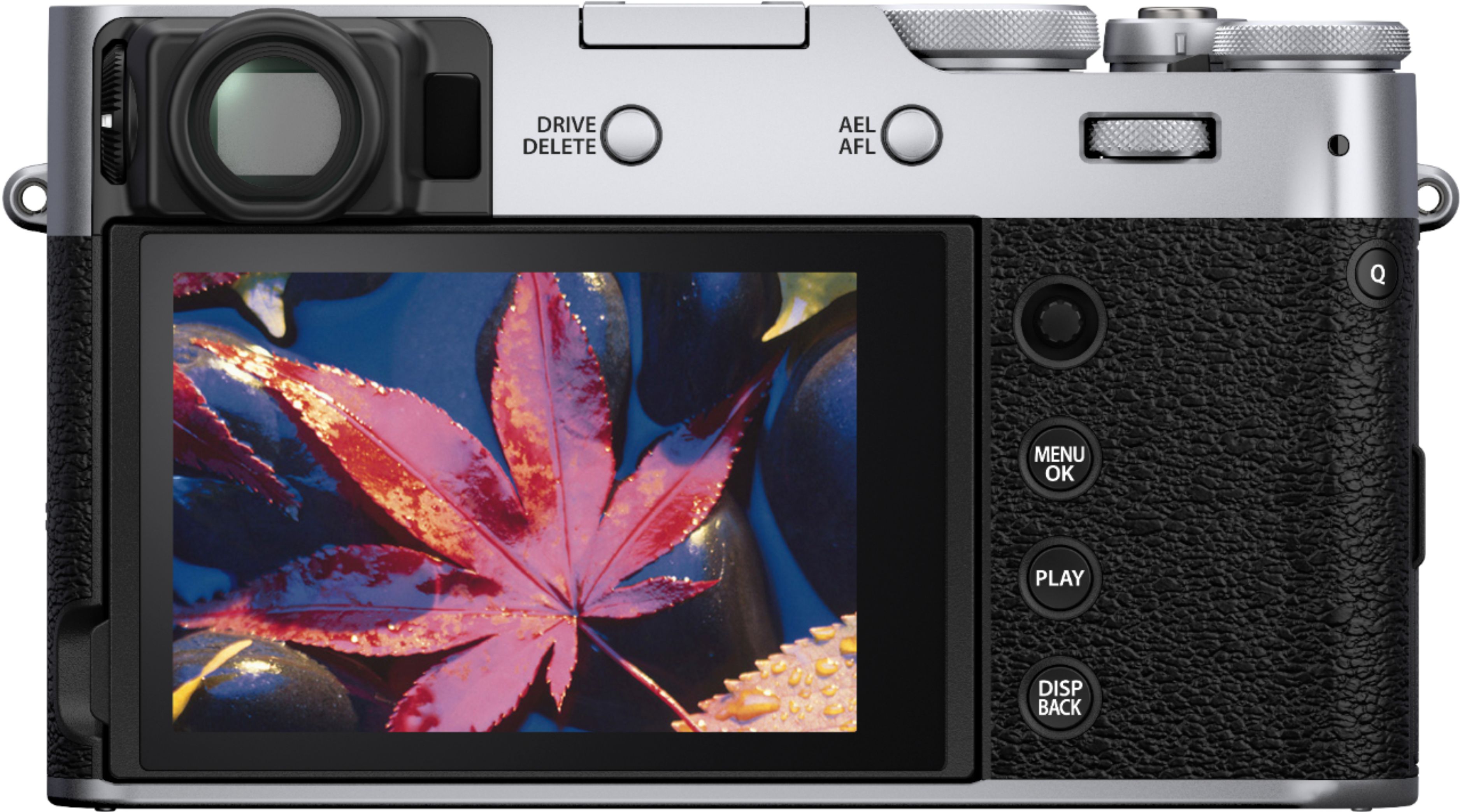 Back View: Fujifilm - X-Series X100V 26.1MP Digital Camera - Silver