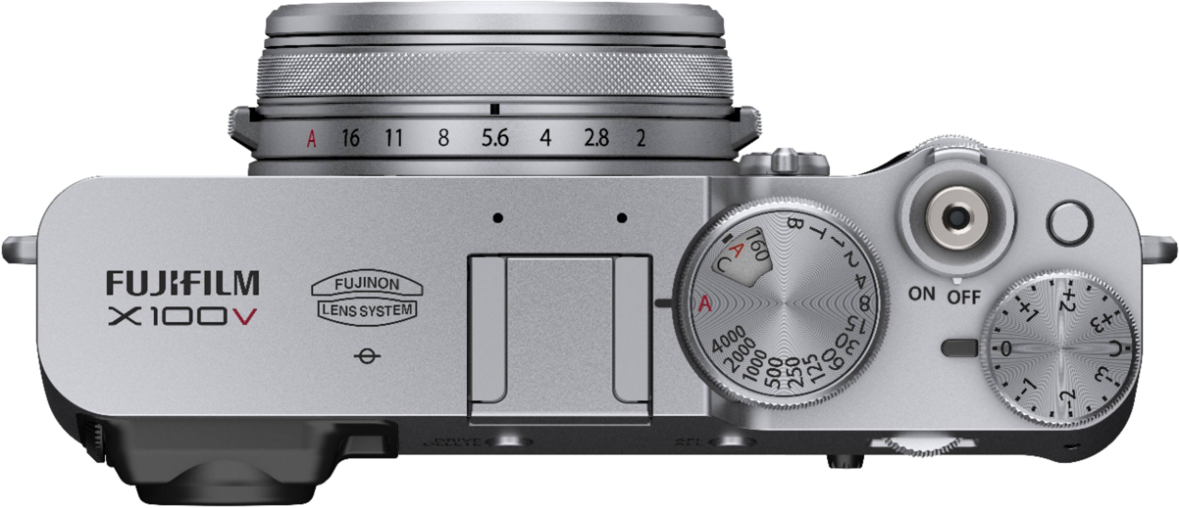 Top. Fujifilm - X-Series X100V 26.1MP Digital Camera - Silver.