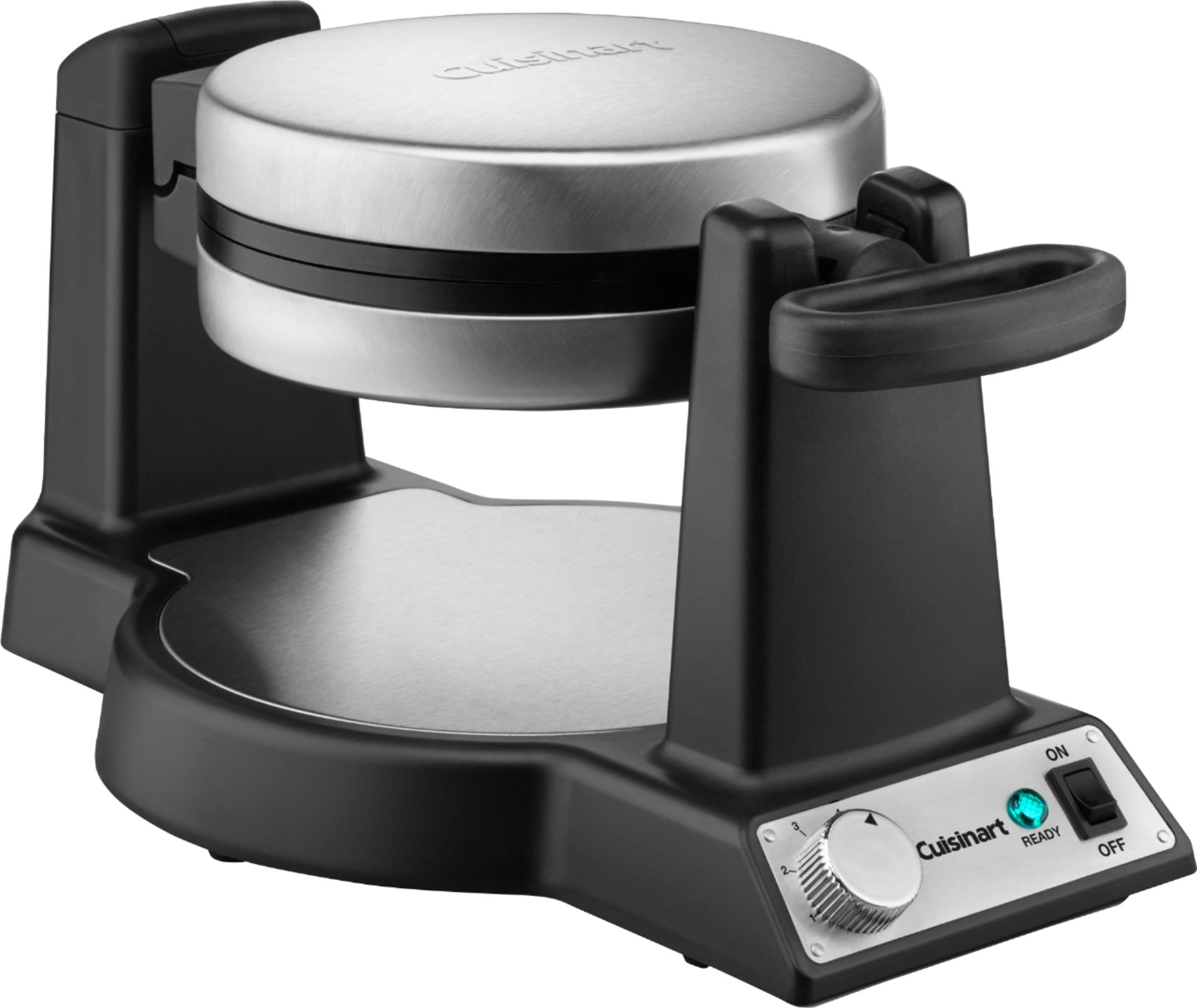 Left View: Cuisinart - Belgian 4 Triangle Waffles Flip Waffle Maker - Brushed Stainless Steel