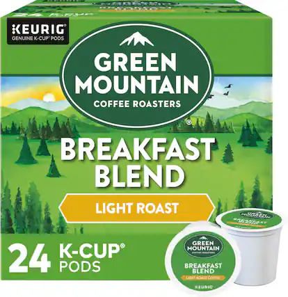 Front. Green Mountain Coffee - Roasters Breakfast Blend Keurig Single Serve K-Cup Pods, 24 Count.