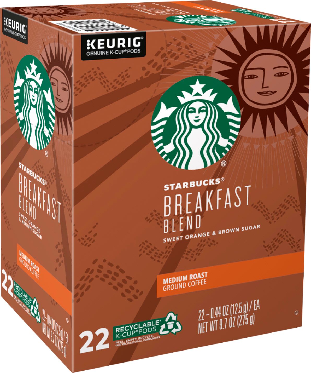 Angle View: Keurig Green Mountain 99168 Breakfast Blend Medium Roast K-Cup Pods Coffee