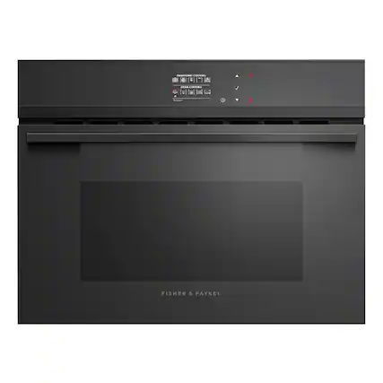 Front. Fisher & Paykel - Minimal 24" Built-In Single Electric Convection Wall Oven - Black.