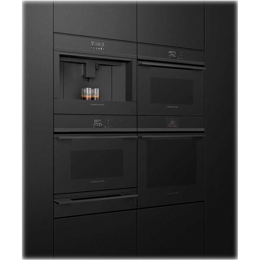 Left View: Fisher & Paykel - Minimal 24" Built-In Single Electric Convection Oven - Black