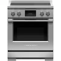 Fisher & Paykel - Professional 4.0 Cu. Ft. Freestanding Electric Induction True Convection Range with Self-Cleaning - Stainless Steel/Black Glass - Front_Zoom