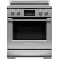 Fisher & Paykel - Professional 4.0 Cu. Ft. Freestanding Electric Induction True Convection Range with Self-Cleaning - Stainless Steel/Black Glass - Front_Zoom