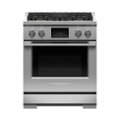 Fisher & Paykel - Professional 4 Cu. Ft. Freestanding Dual Fuel True Convection Range with Self-Cleaning - Stainless Steel/Black Glass