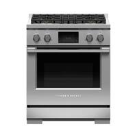 Fisher & Paykel - Professional 4 Cu. Ft. Freestanding Dual Fuel True Convection Range with Self-Cleaning - Stainless Steel/Black Glass - Front_Zoom