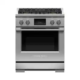 Fisher & Paykel - Professional 4 Cu. Ft. Freestanding Dual Fuel True Convection Range with Self-Cleaning - Stainless Steel/Black Glass