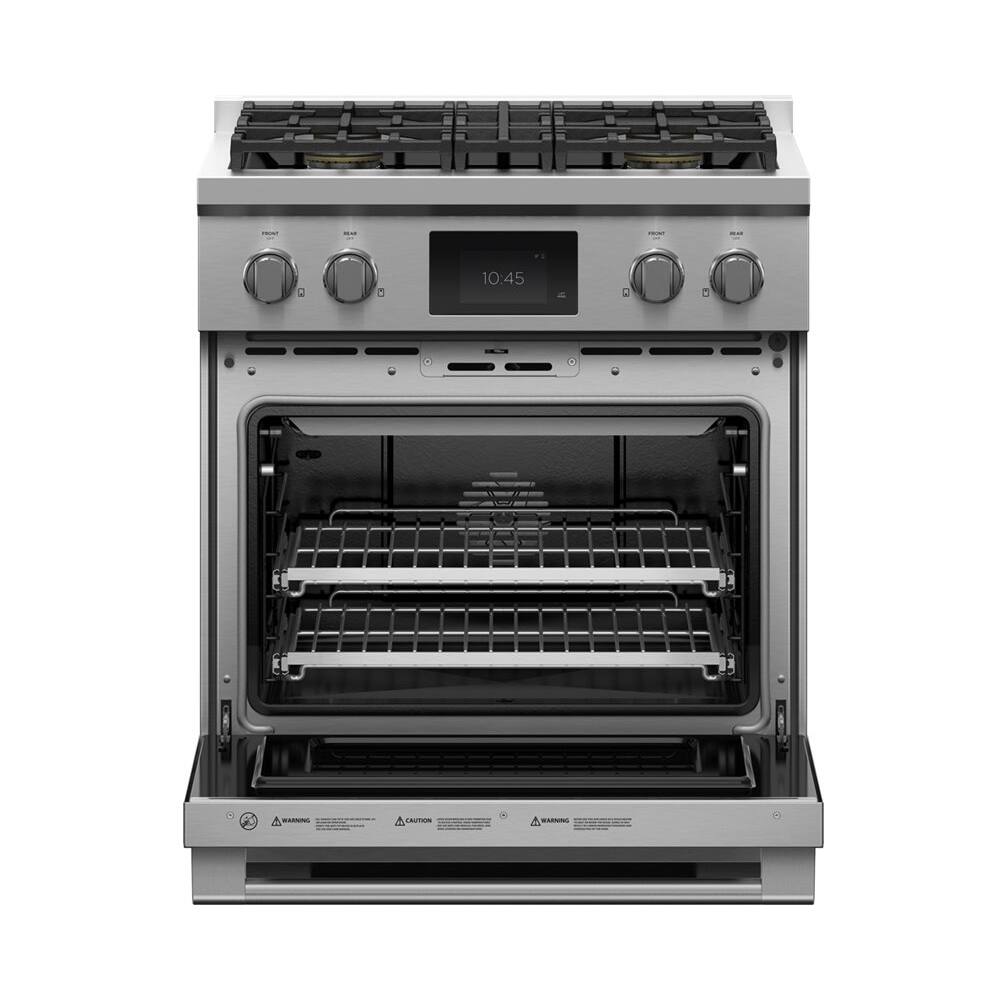 Alt View 11. Fisher & Paykel - Professional 4 Cu. Ft. Freestanding Dual Fuel True Convection Range with Self-Cleaning - Stainless Steel/Black Glass.