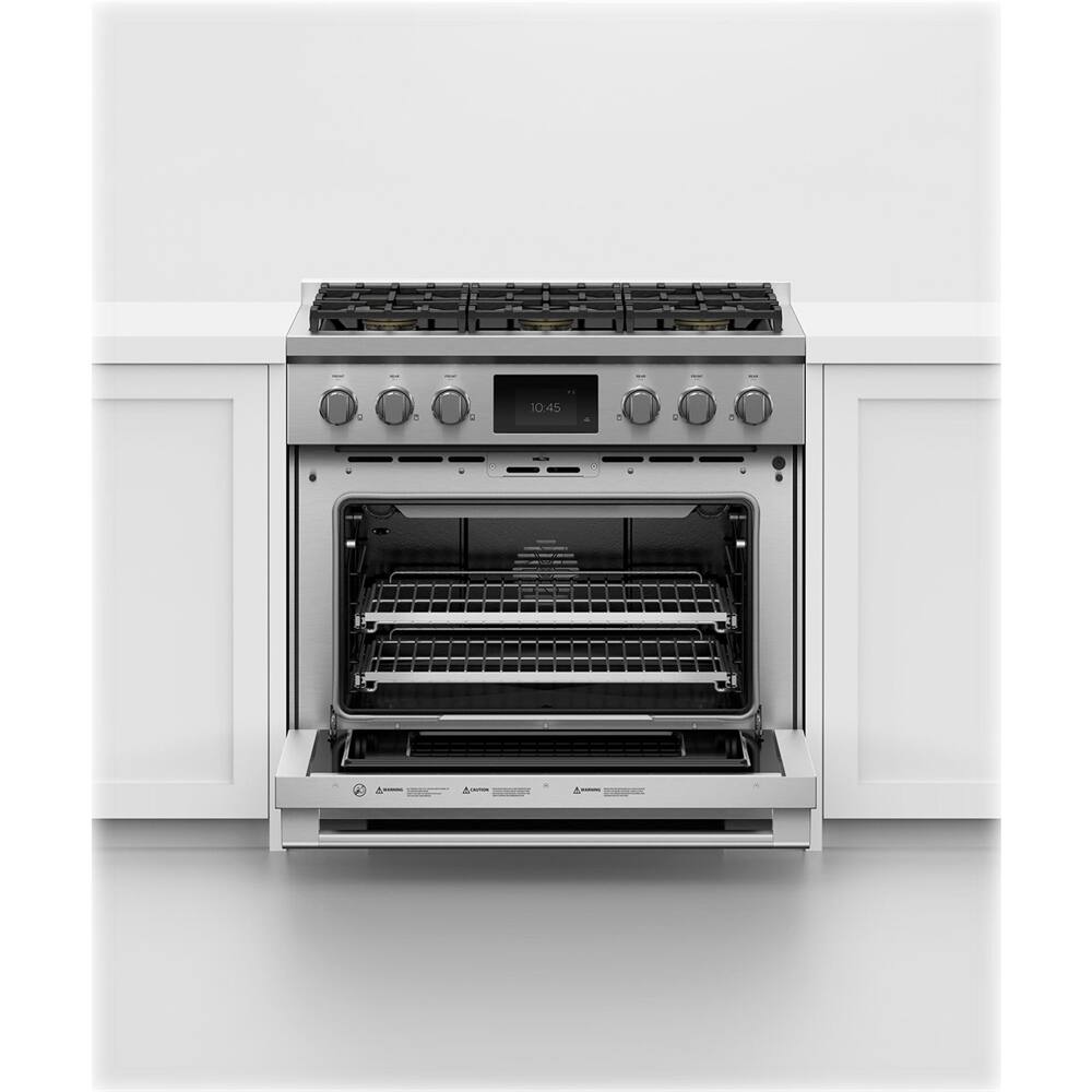 Alt View 11. Fisher & Paykel - Professional 4 Cu. Ft. Freestanding Dual Fuel True Convection Range with Self-Cleaning - Stainless Steel/Black Glass.