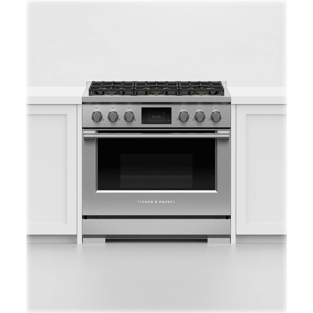 Alt View 12. Fisher & Paykel - Professional 4 Cu. Ft. Freestanding Dual Fuel True Convection Range with Self-Cleaning - Stainless Steel/Black Glass.