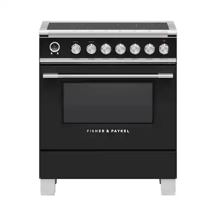 Front. Fisher & Paykel - Classic Series 3.5 Cu. Ft. Freestanding Electric Induction True Convection Range with Self-Cleaning - Black.