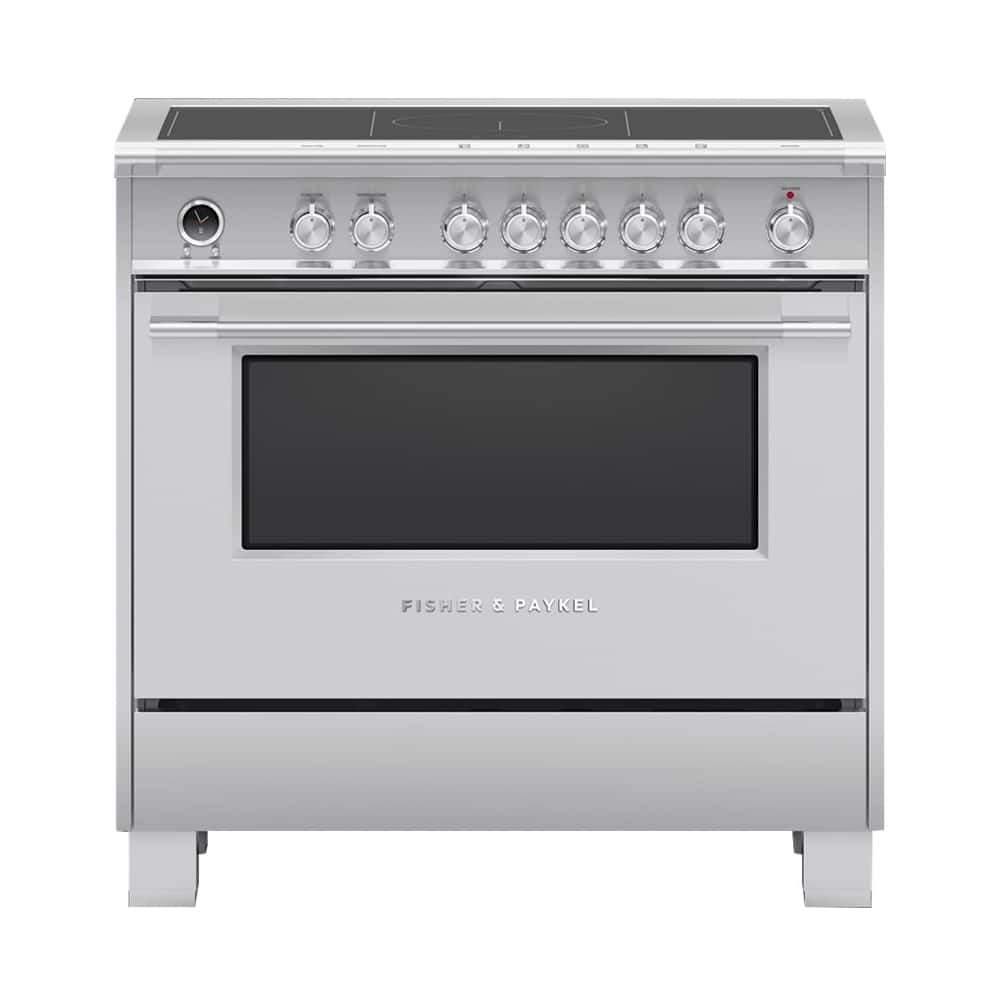 Front. Fisher & Paykel - Classic Series 4.9 Cu. Ft. Freestanding Electric Induction Convection Range with Self-Cleaning - Stainless Steel.