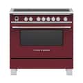 Fisher & Paykel - 36 in. Wide 5 Elements Classic Series 4.9 Cu. Ft. Freestanding Electric Induction Convection Range with Self-Cleaning - Red