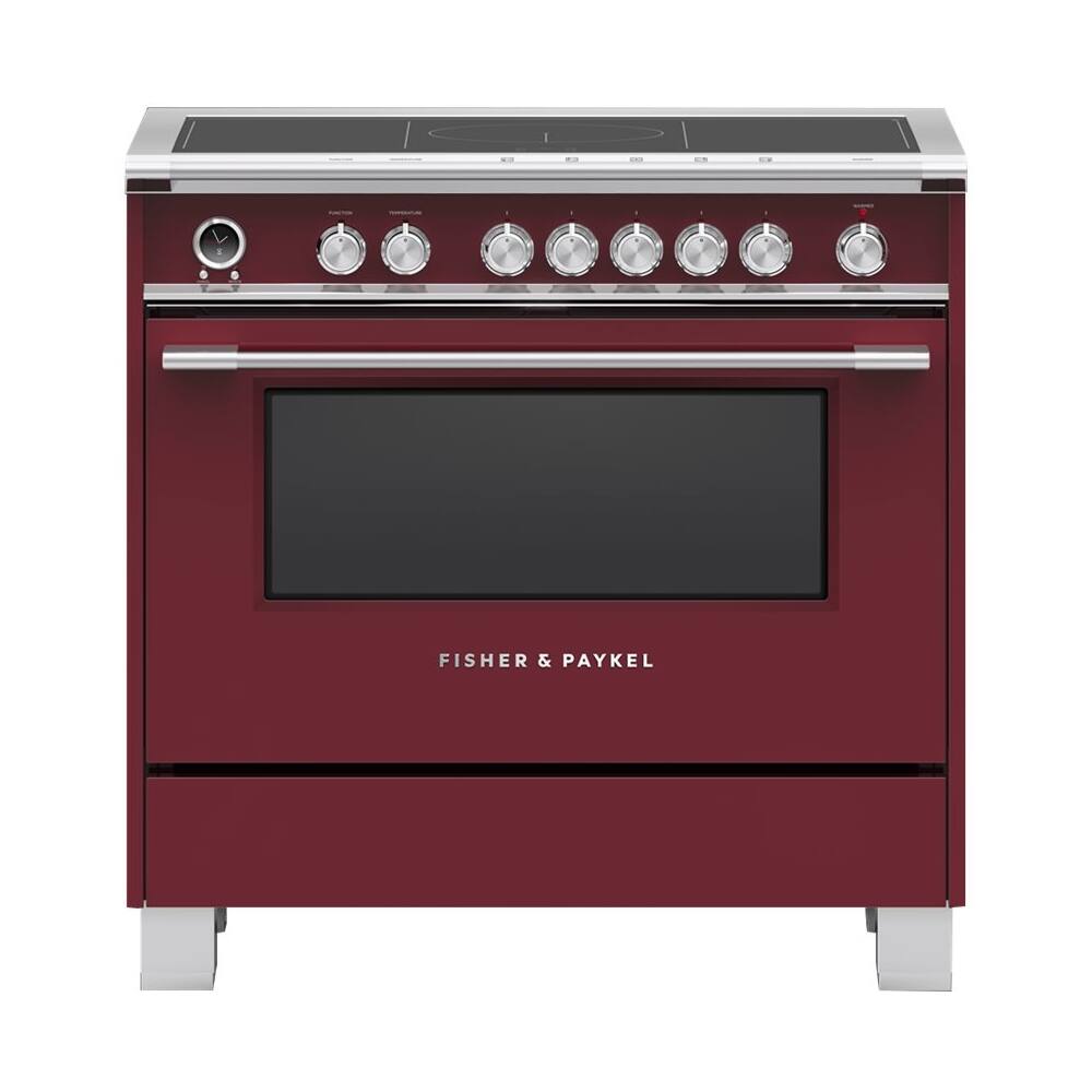 Front. Fisher & Paykel - Classic Series 4.9 Cu. Ft. Freestanding Electric Induction Convection Range with Self-Cleaning - Red.