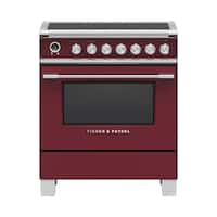 Fisher & Paykel - Classic Series 3.5 Cu. Ft. Freestanding Electric Induction True Convection Range with Self-Cleaning - Red - Front_Zoom