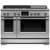 Fisher & Paykel - Professional 6.9 Cu. Ft. Freestanding Double Oven Dual Fuel True Convection Range with Self-Cleaning - Stainless Steel/Black Glass - Front_Zoom