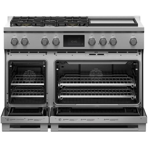 Alt View 14. Fisher & Paykel - Professional 6.9 Cu. Ft. Freestanding Double Oven Dual Fuel True Convection Range with Self-Cleaning - Stainless Steel/Black Glass.