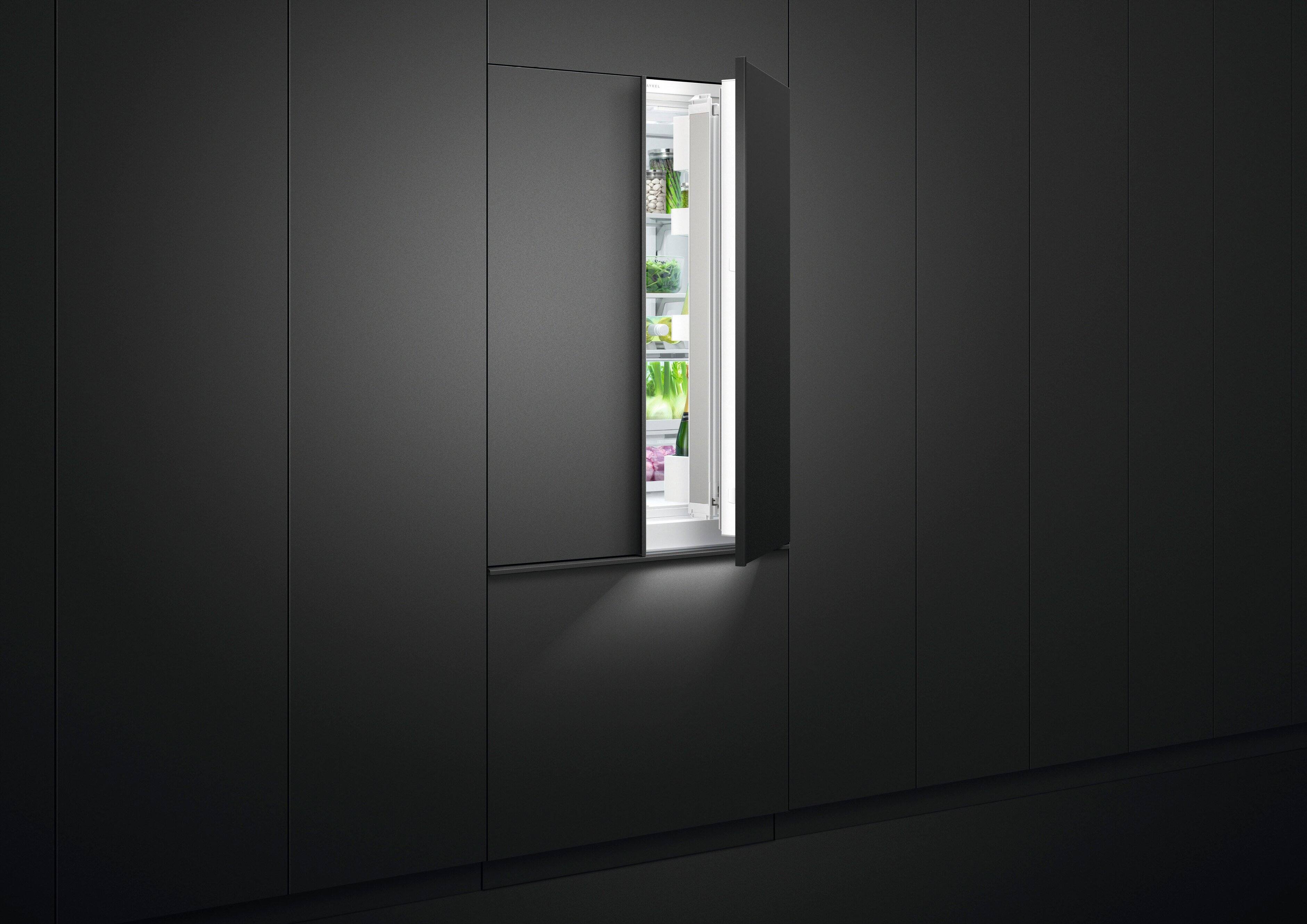 Angle. Fisher & Paykel - ActiveSmart 14.7 Cu. Ft. French Door Built-In Refrigerator - Custom Panel Ready.