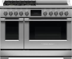 Fisher & Paykel - Professional 6.9 Cu. Ft. Freestanding Double Oven Dual Fuel True Convection Range with Self-Cleaning - Stainless Steel/Black Glass - Front_Zoom