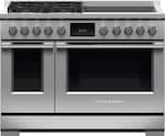 Fisher & Paykel - Professional 6.9 Cu. Ft. Freestanding Double Oven Dual Fuel True Convection Range with Self-Cleaning - Stainless Steel/Black Glass