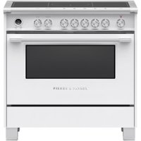 Fisher & Paykel - Classic Series 4.9 Cu. Ft. Freestanding Electric Induction Convection Range with Self-Cleaning - White - Front_Zoom