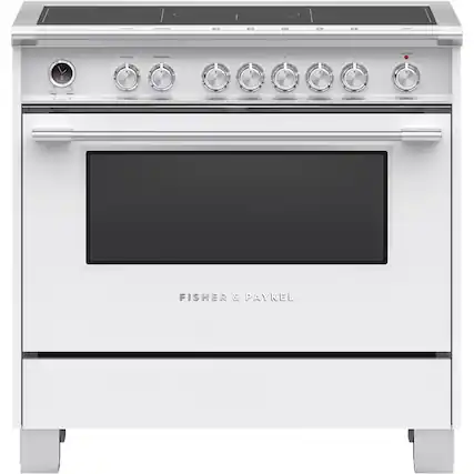 Front. Fisher & Paykel - Classic Series 4.9 Cu. Ft. Freestanding Electric Induction Convection Range with Self-Cleaning - White.