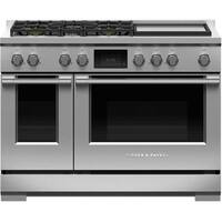 Fisher & Paykel - Professional 6.9 Cu. Ft. Freestanding Double Oven Dual Fuel True Convection Range with Self-Cleaning - Stainless Steel/Black Glass - Front_Standard