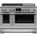 Front. Fisher & Paykel - Professional 6.9 Cu. Ft. Freestanding Double Oven Dual Fuel True Convection Range with Self-Cleaning - Stainless Steel/Black Glass.