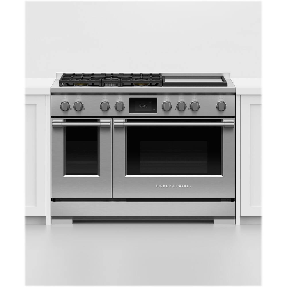 Alt View 11. Fisher & Paykel - Professional 6.9 Cu. Ft. Freestanding Double Oven Dual Fuel True Convection Range with Self-Cleaning - Stainless Steel/Black Glass.