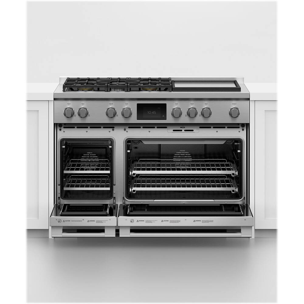 Alt View 12. Fisher & Paykel - Professional 6.9 Cu. Ft. Freestanding Double Oven Dual Fuel True Convection Range with Self-Cleaning - Stainless Steel/Black Glass.