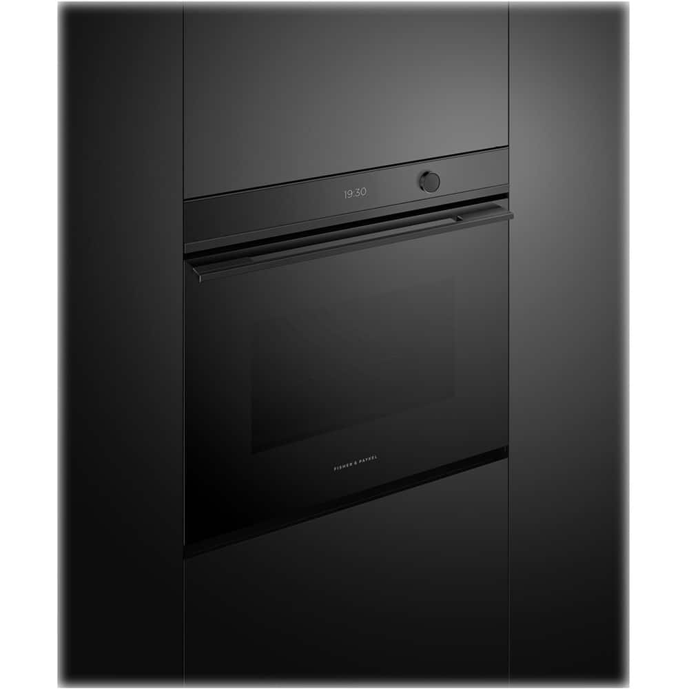 Left View: Fisher & Paykel - Contemporary 30" Built-In Single Electric Convection Oven - Black