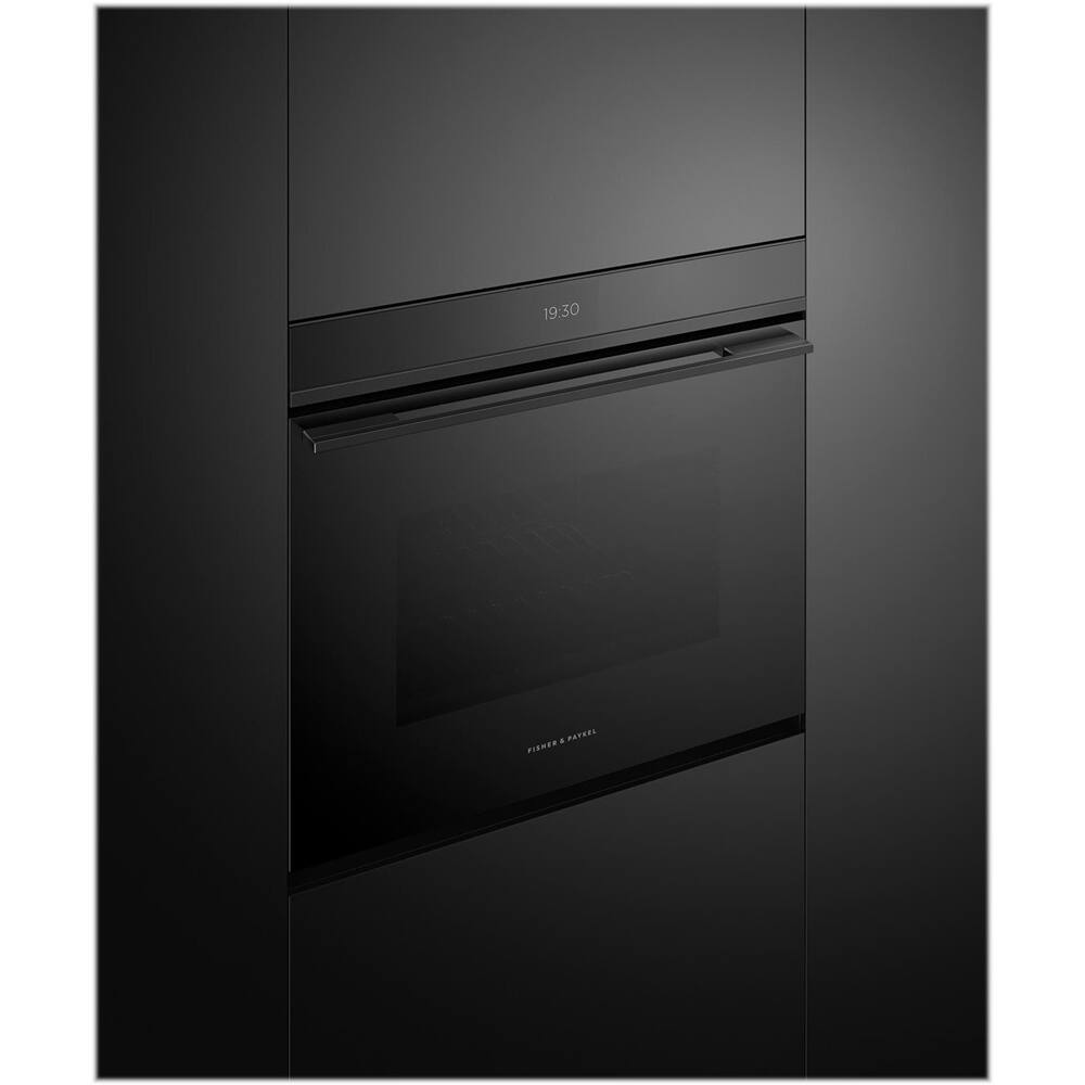 Left. Fisher & Paykel - Contemporary 30" Built-In Single Electric Convection Oven - Black.
