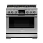 Fisher & Paykel - Professional 4.8 Cu. Ft. Freestanding Dual Fuel True Convection Range with Self-Cleaning - Stainless Steel/Black Glass